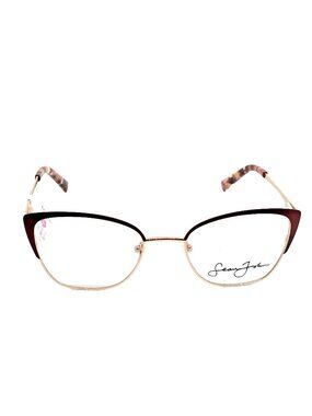 Sean John Womens Matte Brown & Rose Gold Eyeglasses Cat Eye Frame 53-20-140
